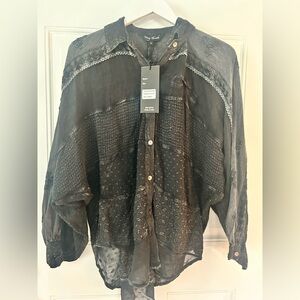 Chic Black Women's Button Down Shirt by Mary McFadden